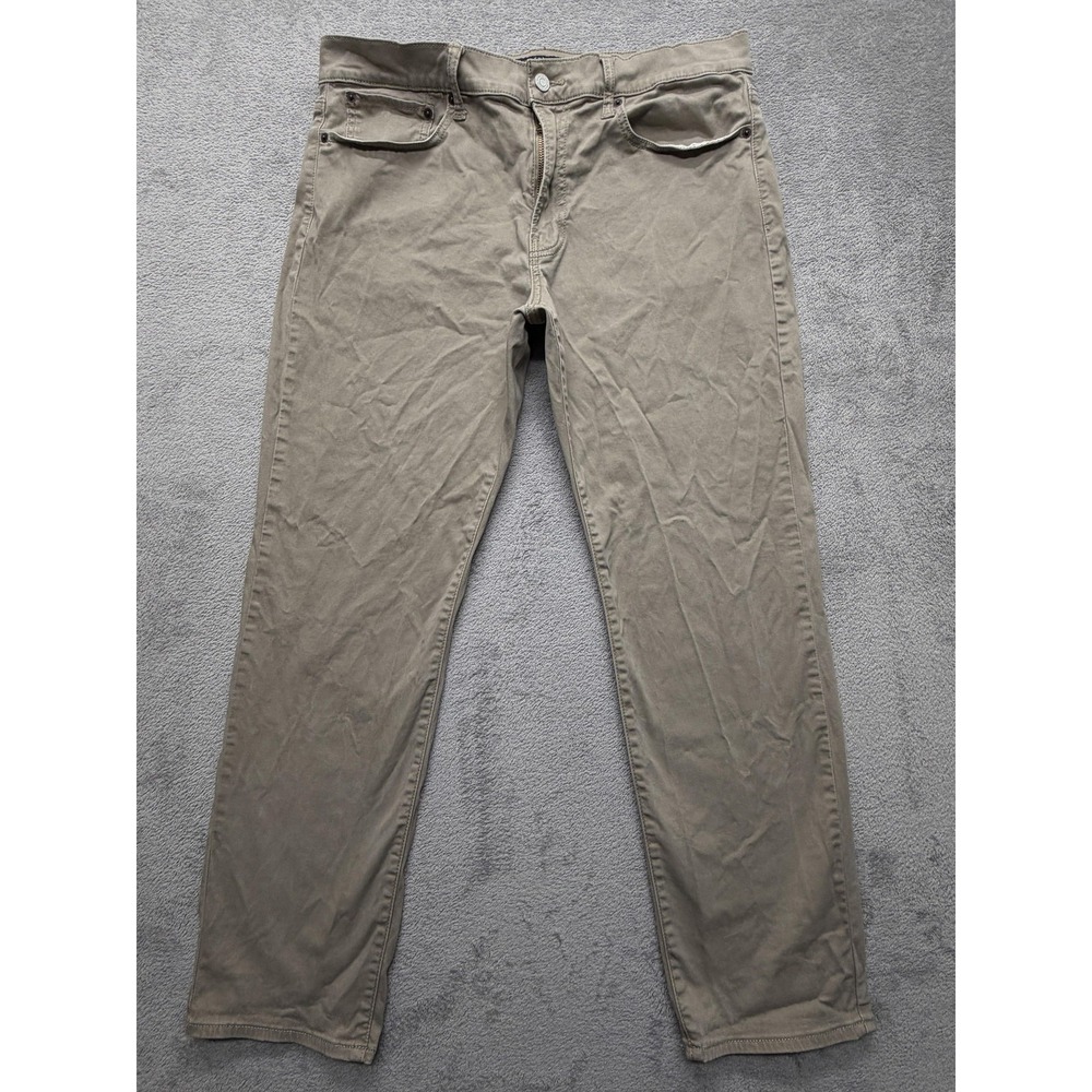 Lucky Brand 121 Slim Straight Pants Mens Measured 37x29 Khaki Stretch Twill